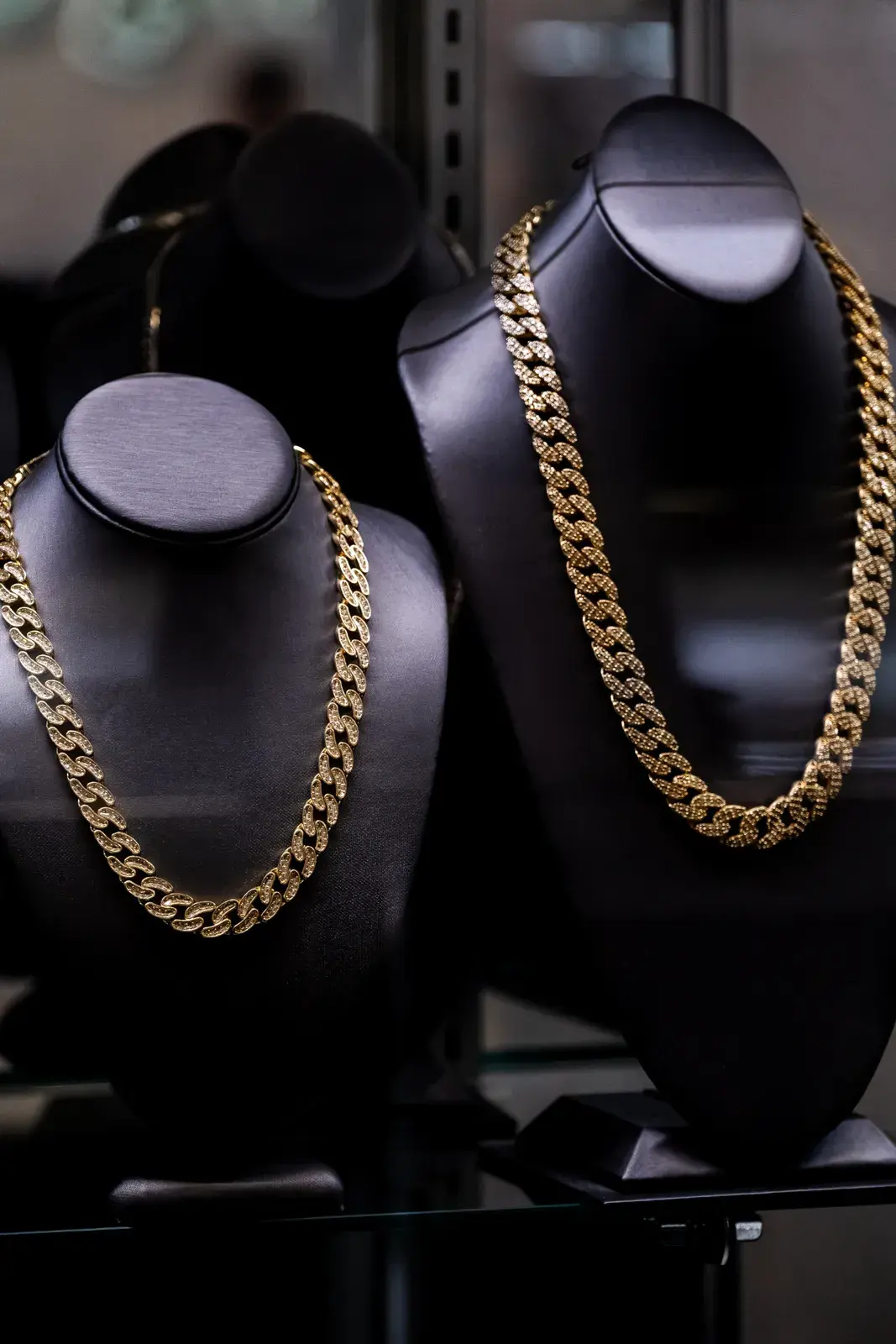 Gold Cuban link chains at King's Jeweler