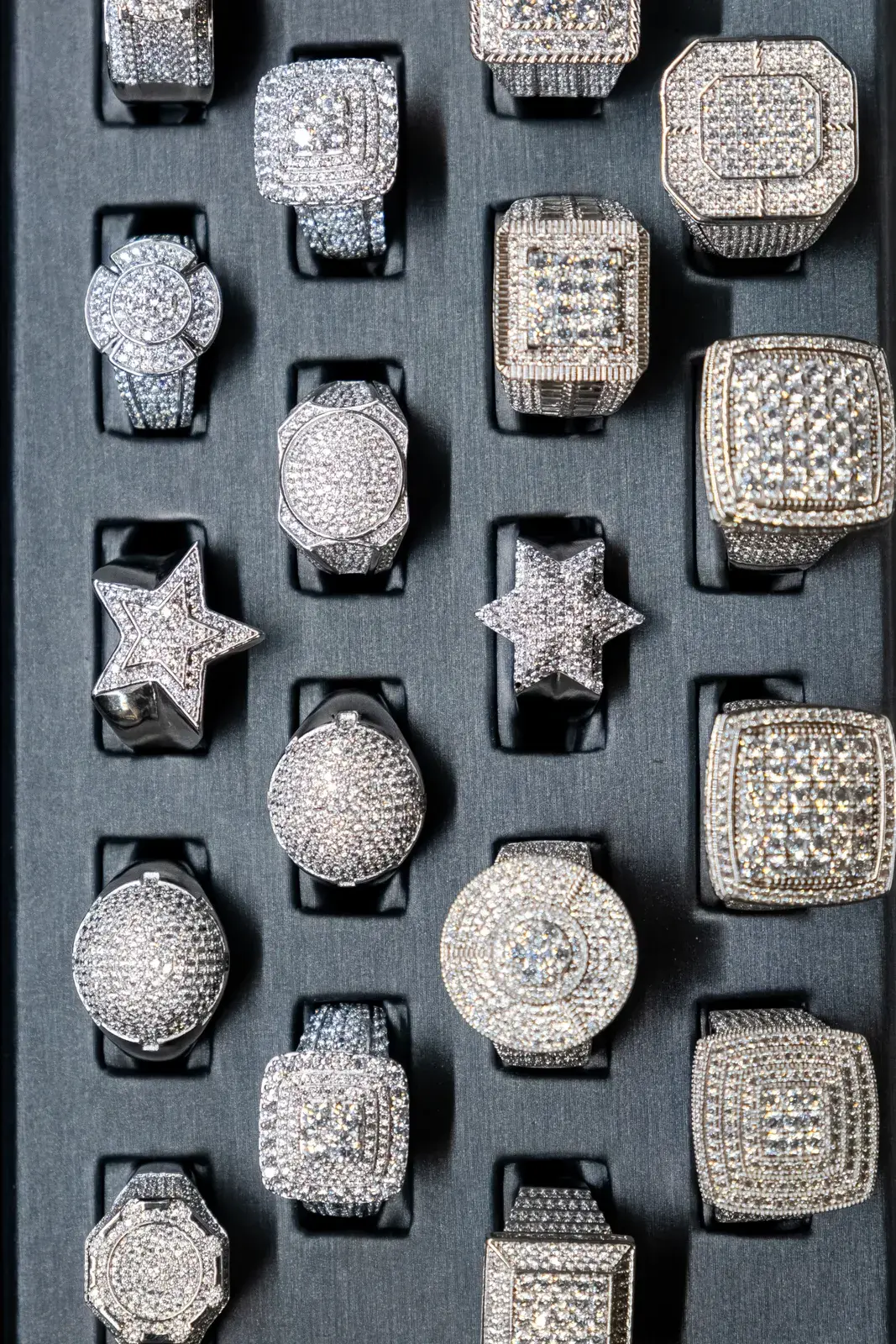 Iced-out statement rings