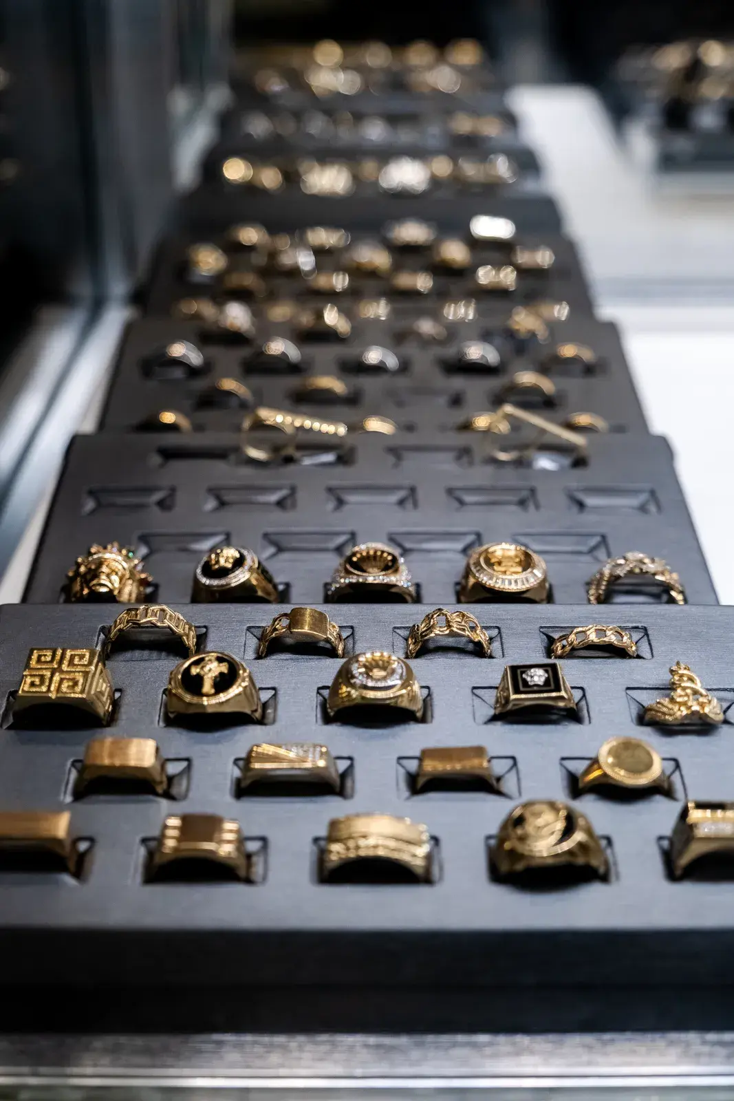 Gold rings in the case