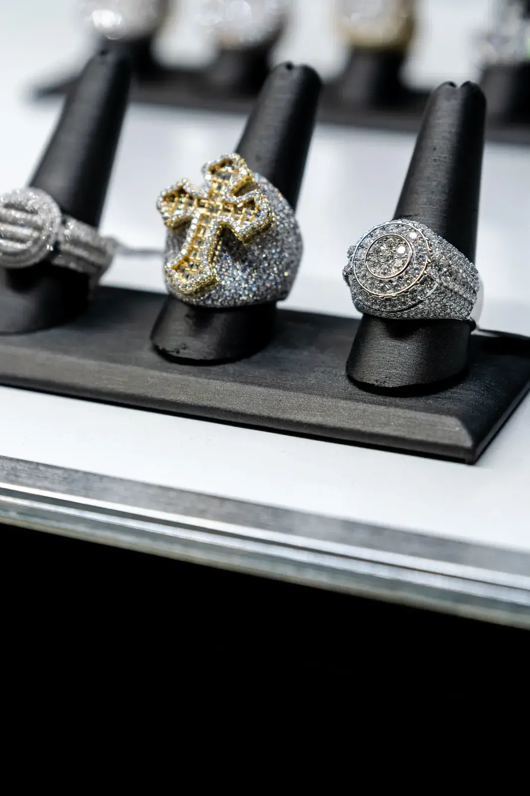 Diamond and gold statement rings